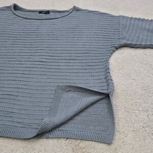 Women Sweater Grey Knit Crew Neck Short Sleeve Textured Relaxed Fit NWOT  DOKDOO